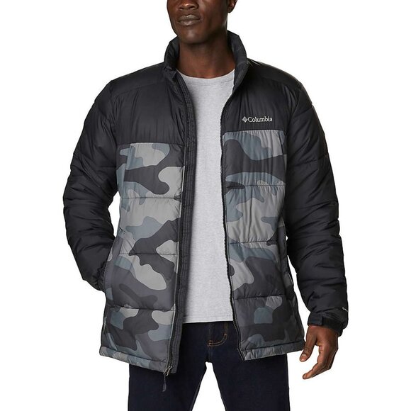 Columbia Pike Lake Jacket Black Camo Mens 2XL Omni-Heat Insulated Puffer Coat